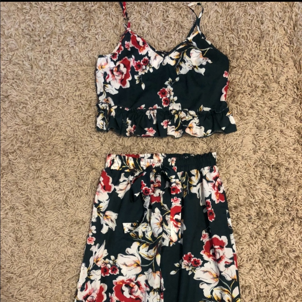 Two piece floral jumpsuit